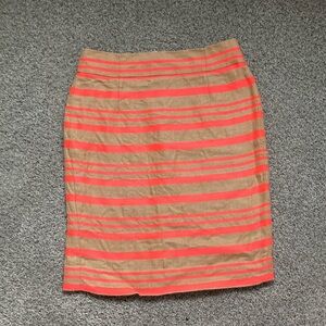 J. Crew brown woven skirt with hot pink stripes